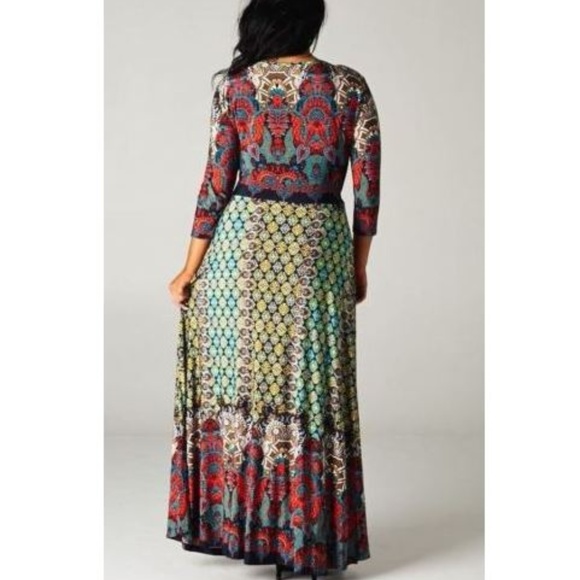 Moroccan Bohemian Wrap Maxi Dress S M L 1X 2X 3X - Picture 4 of 8